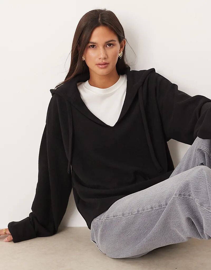 

Супермягкая толстовка с капюшоном ASOS DESIGN с отворотами на манжетах черного цвета - ЧЕРНЫЙ
