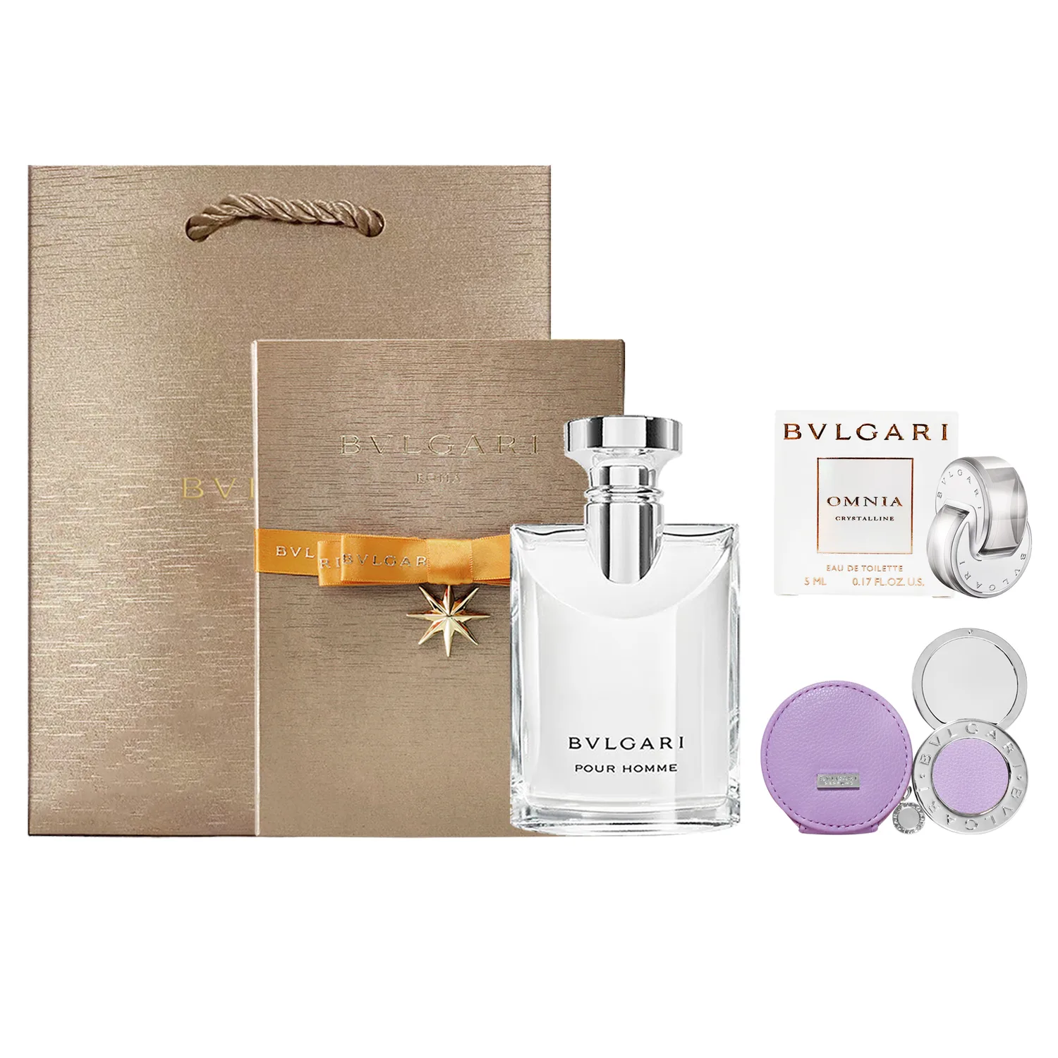 BVLGARI Набор духов унисекс, Darjeeling Tea 100ml + Baijing 5ml + Bulgari Portable Mirror + Gift Box Gift Bag