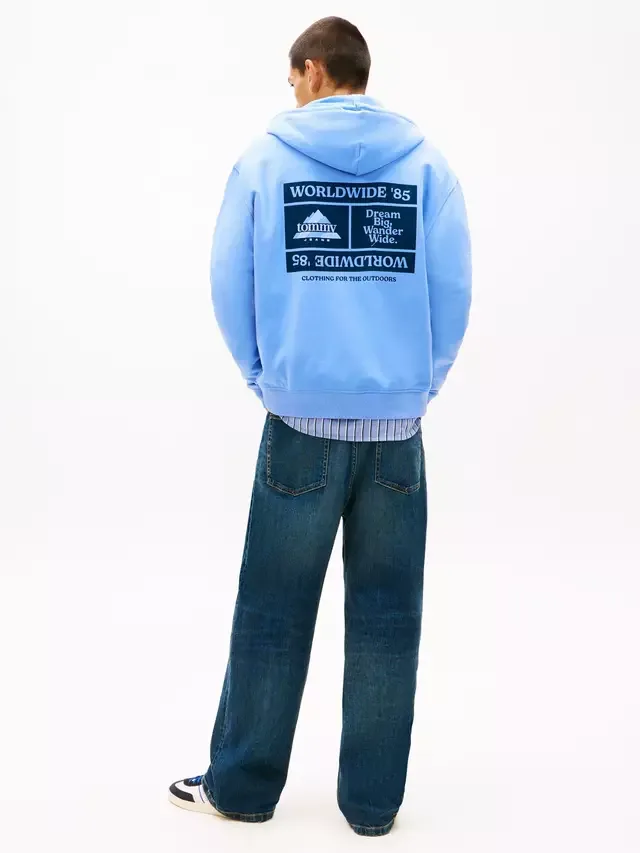 Худи Tommy Jeans Back Graphic Relaxed Terry Zip-Thru, светло-голубой Tommy Hilfiger — фото 2