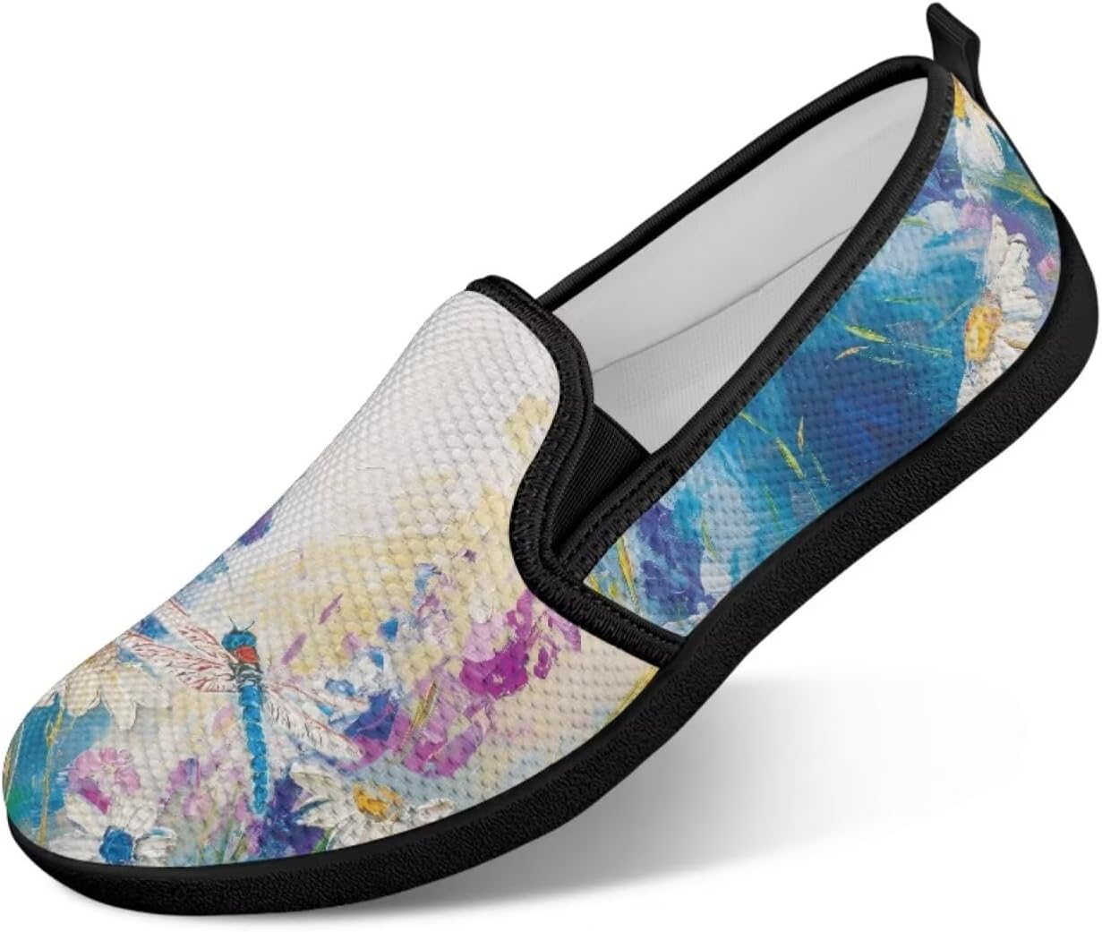 

Мужские лоферы без шнурков, удобные повседневные туфли, дышащие сетчатые кроссовки для ходьбы, плоская подошва без перепада, для тренажерного зала, размеры 4-9 Twousenru, Dragonfly Floral