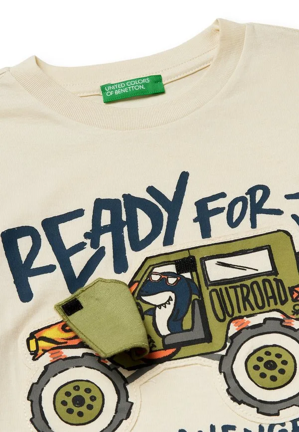 Футболка с изображением пола франка. футболка с принтом United Colors Of Benetton, Blue — фото 3