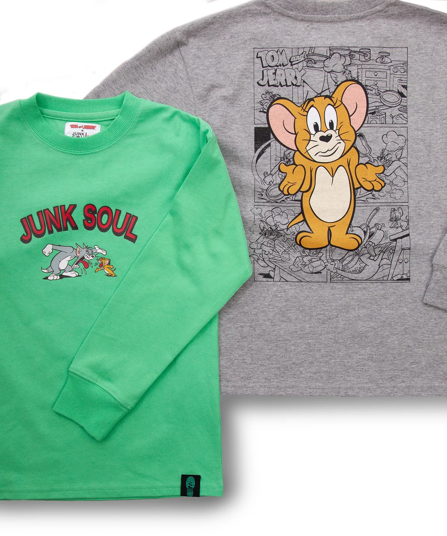 Детская хлопковая футболка TOM&JERRY с принтом лаймового цвета — фото 2