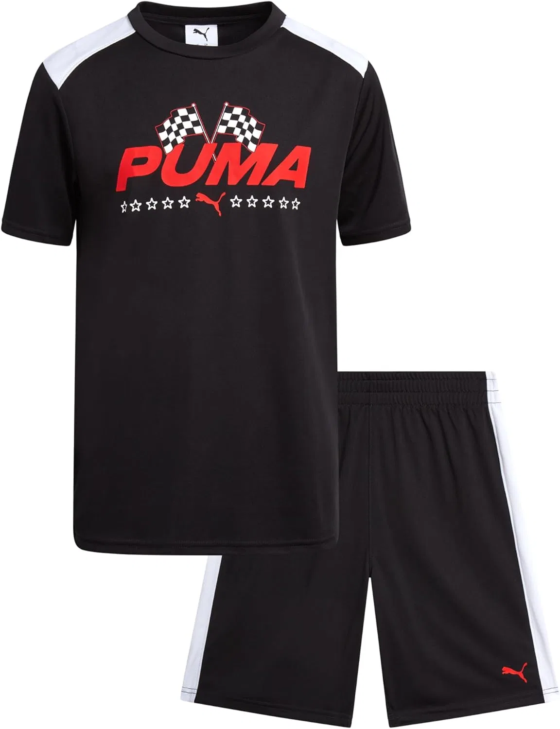 Спортивный набор для мальчиков PUMA, футболка и шорты, Black White/Black, 4-16