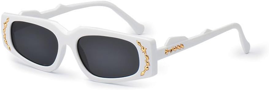 

Роскошные солнцезащитные очки для женщин и мужчин. Модные солнцезащитные очки в винтажном стиле, панк, маленькая оправа, заклепки, защита от ультрафиолета UV400 HVTVTLA, White Black