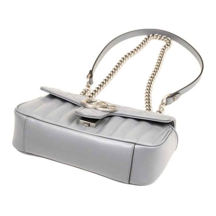 Мини-сумка кросс-боди GUCCI GG Marmont из серой кожи — фото 4