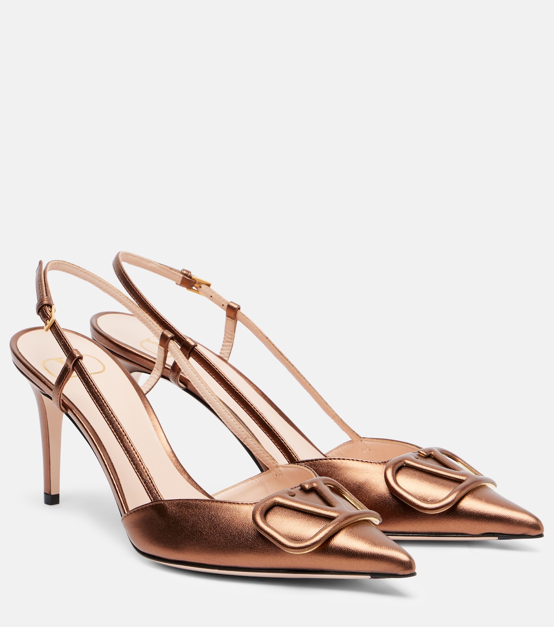 Туфли VLogo Signature 80 на кожаной ремешке Valentino Garavani, Dark Bronze