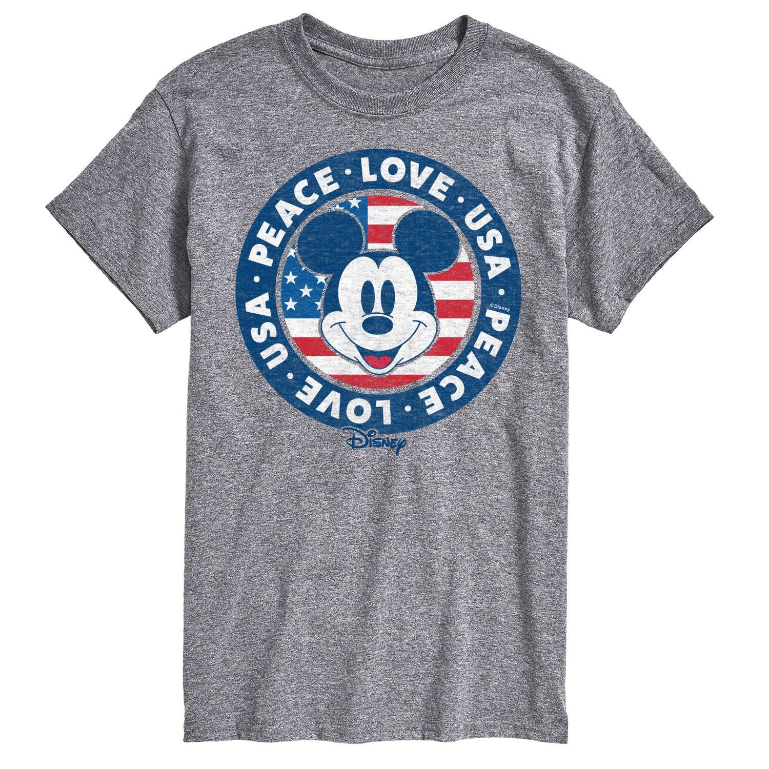 

Футболка с изображением Микки Мауса Big & Tall Peace Love USA от Disney License, серый