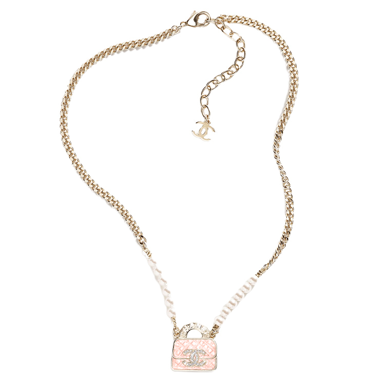 

Двойная металлическая, смоляная, с искусственными бриллиантами, стеклянная подвеска для женщин Pink CHANEL, розовый