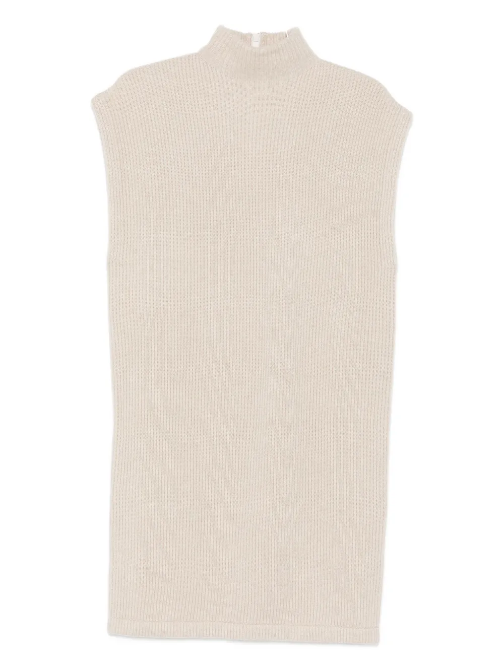 

Платье с высоким воротником в рубчик Brunello Cucinelli, нейтральный