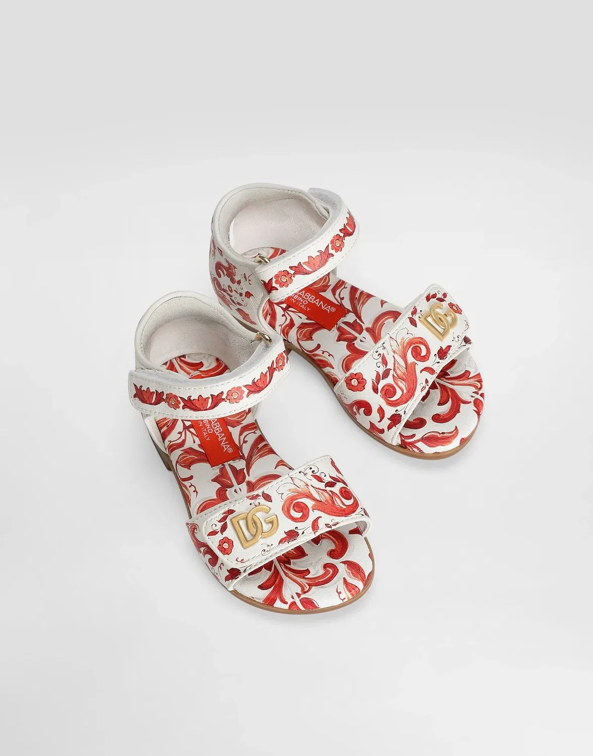 Сандалии из овечьей кожи с принтом «Майолика» DOLCE & GABBANA, бежевый — фото 4