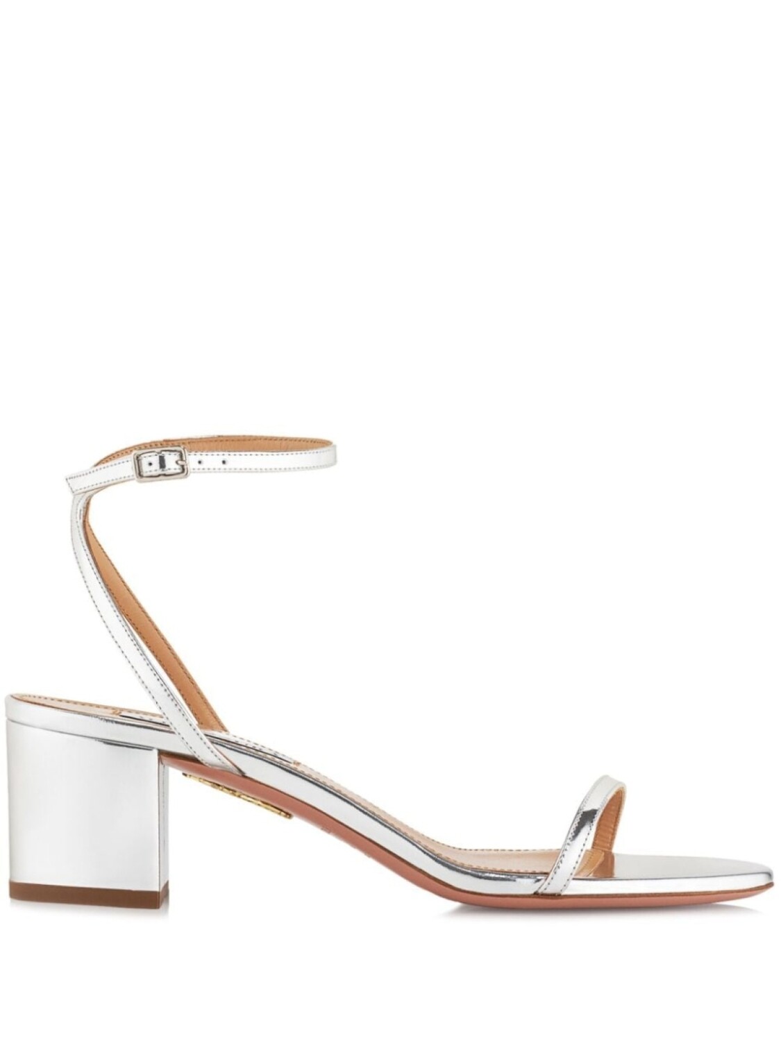 Aquazzura сандалии Olie 50 мм из металлизированной кожи, серебристый