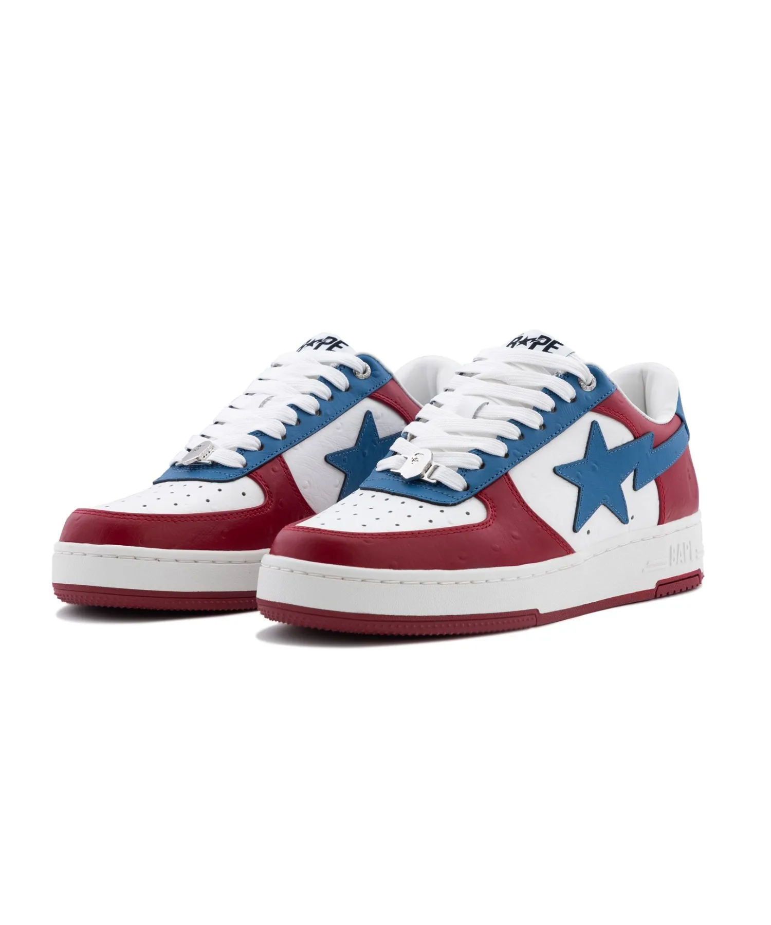 Мужские кроссовки из кафедральной кожи с тиснением BAPE STA #3 A BATHING APE красные