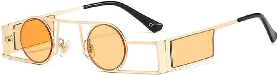 

Панк-солнцезащитные очки для мужчин, винтажные женские ретро-солнцезащитные очки, уникальные металлические очки в стиле стимпанк, защита от ультрафиолета UV400 HHZZYVY, C5gold-yellow