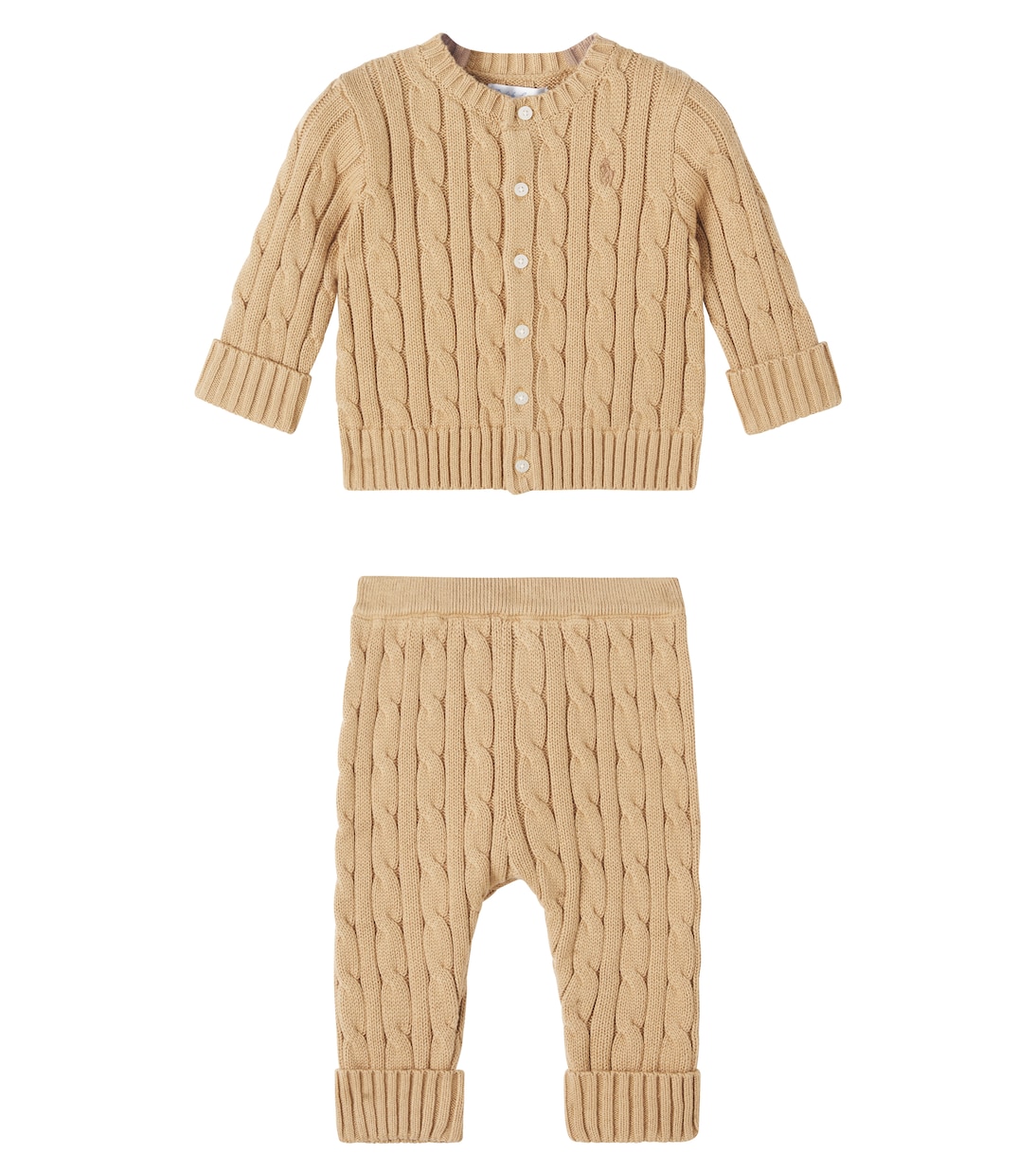 

Комплект из хлопкового кардигана и брюк для младенца Polo Ralph Lauren Kids, Classic Camel