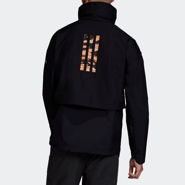 Куртка adidas Logo Stand Collar Sports Hooded Jacket Black, черный — фото 3