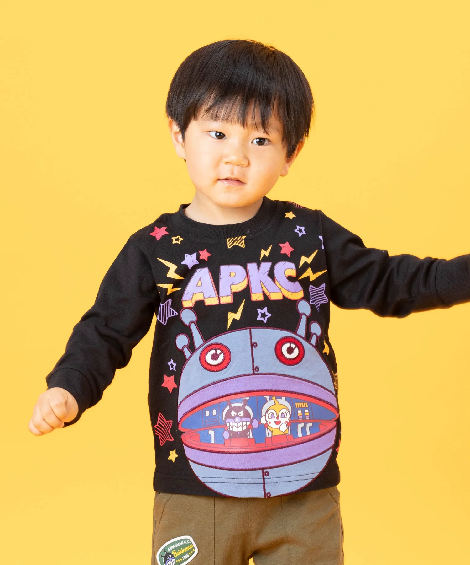 Футболка с длинными рукавами Dadandan с большой аппликацией Anpanman Kids Collection, black