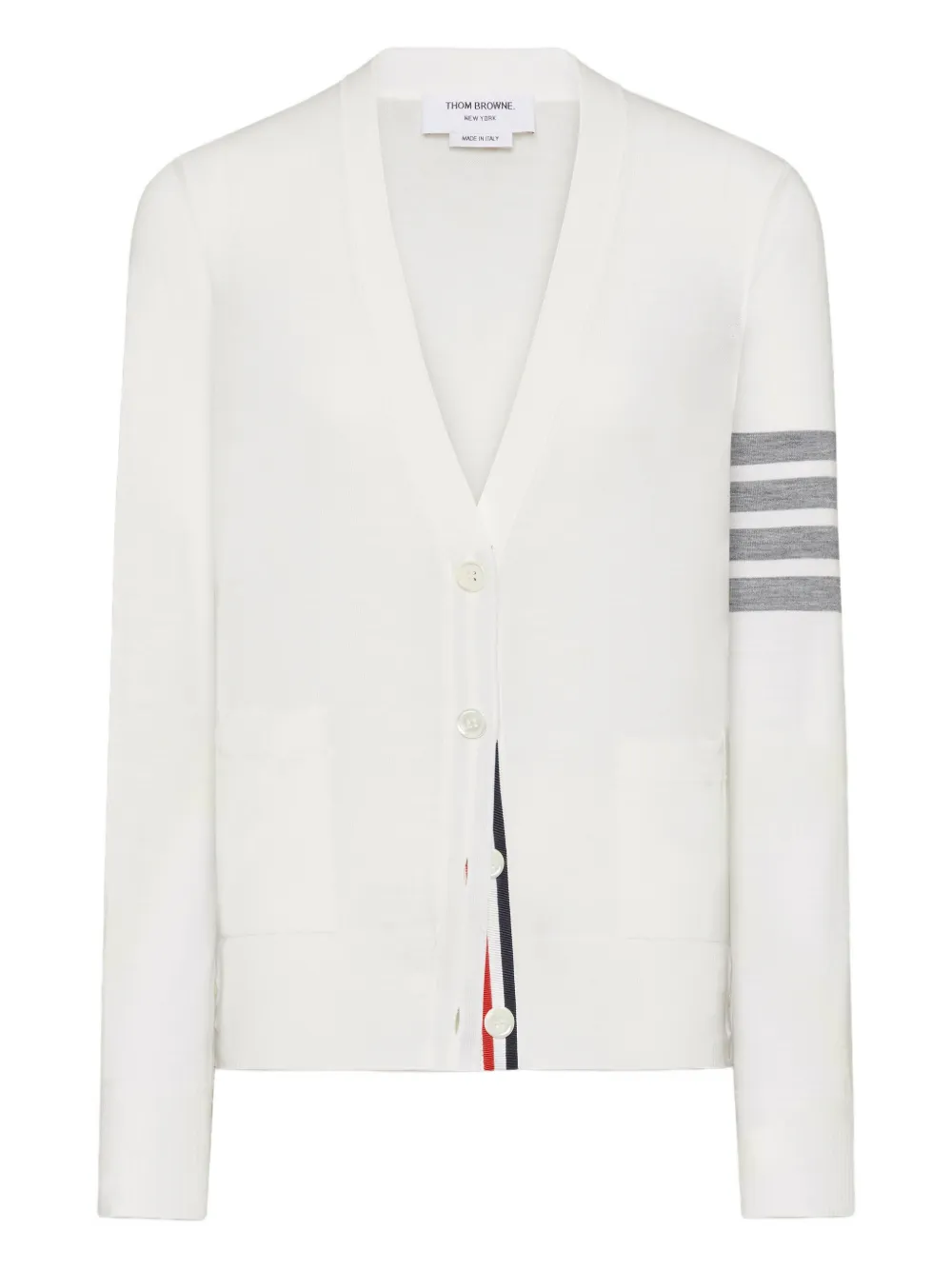 

Кардиган из мериносовой шерсти с четырьмя перекладинами THOM BROWNE, белый