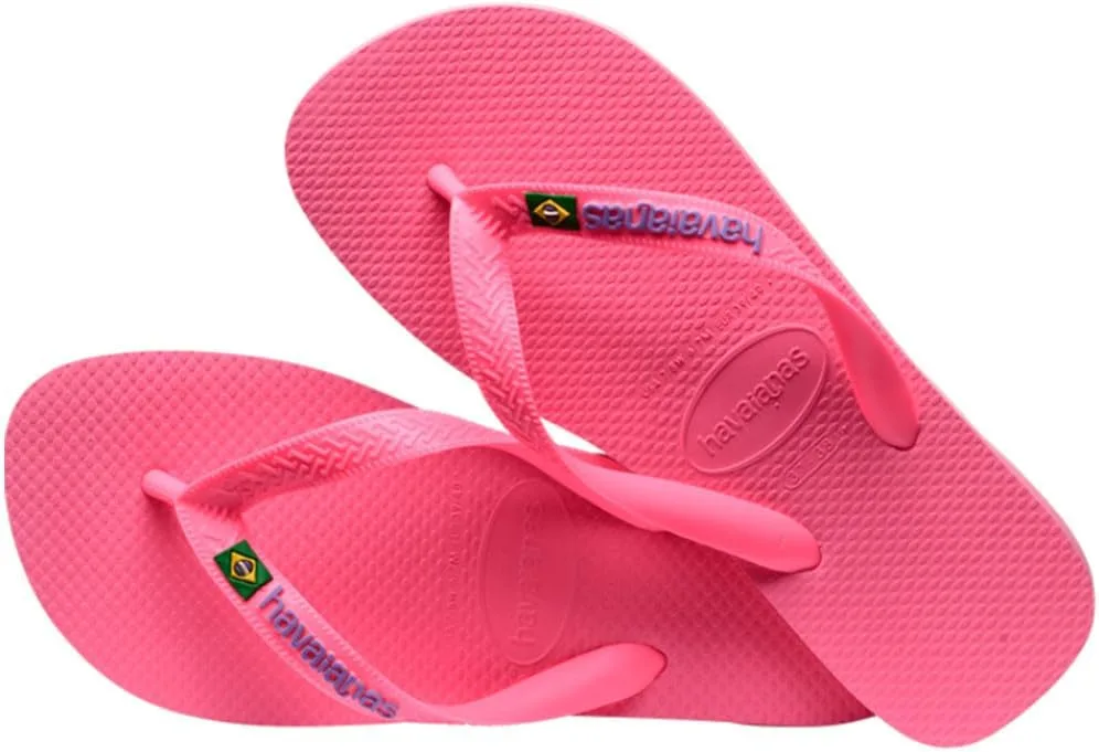 Логотип Havaianas Brasil, культовые, декоративные сандалии ручной работы с ремешками, украшенные бразильским флагом, и низким основанием в красной зоне, унисекс, для взрослых — фото 4
