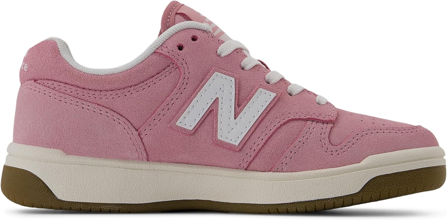 Детские кроссовки New Balance 480 V1 на шнуровке для мальчиков, белый/розовый — фото 3