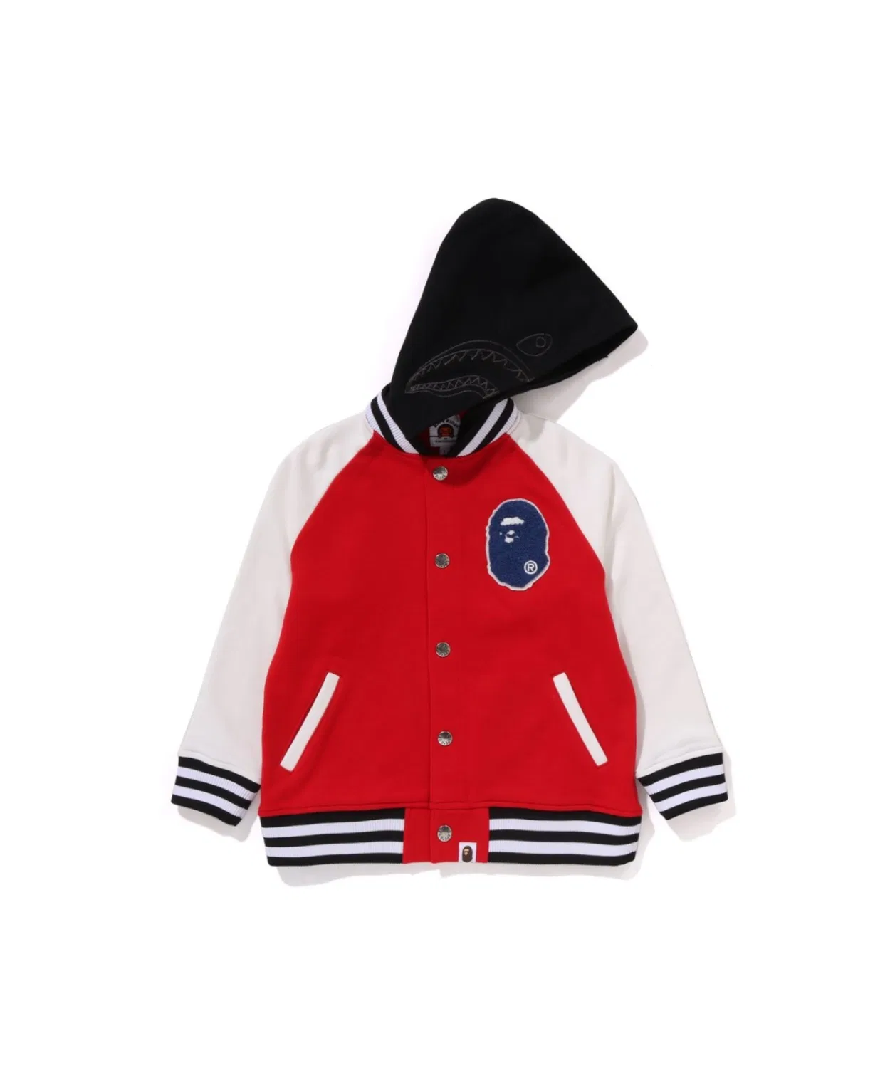 Худи-куртка Varsity Jacket с капюшоном BAPE Shark, хлопок, красный