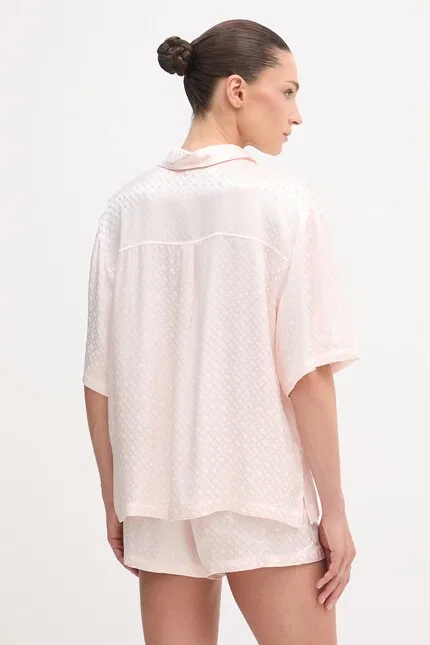 Пижамная рубашка из вискозы B Monogram Top BOSS, розовый — фото 3