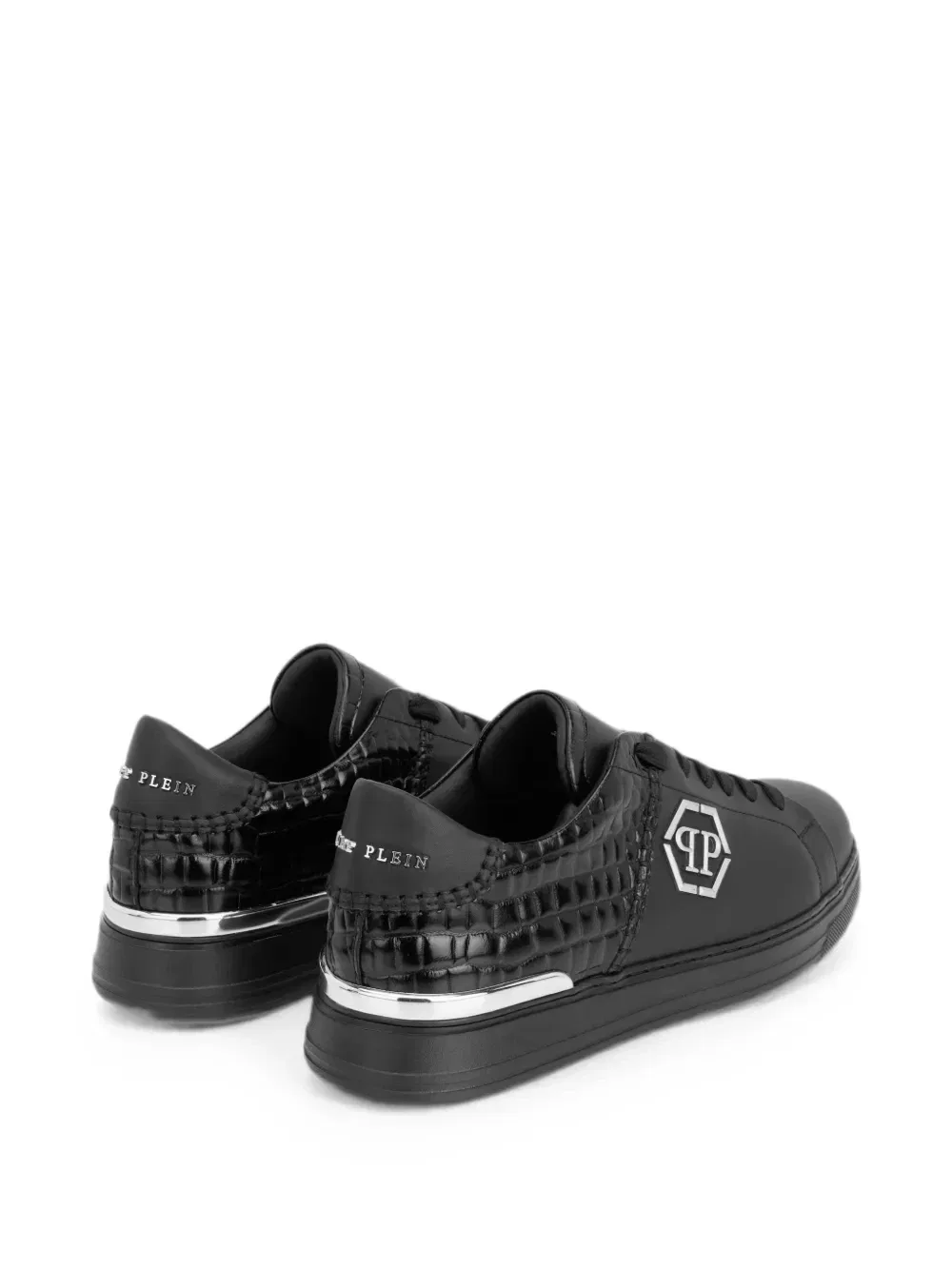 Кроссовки Icon Cocco Mix с эффектом крокодиловой кожи Philipp Plein, черный — фото 3