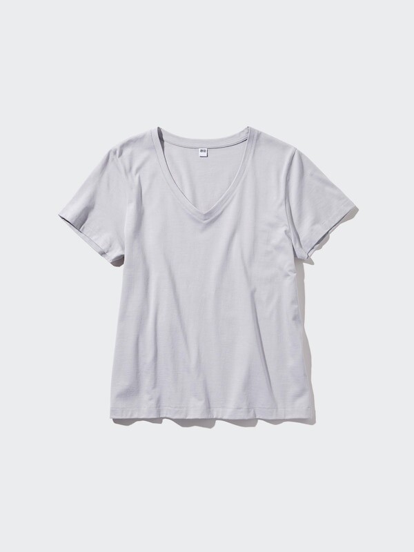 

Хлопчатобумажная футболка supima с v-образным вырезом Uniqlo, серый