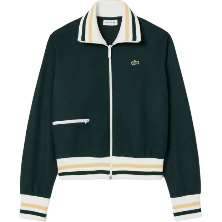 Жакет Lacoste Zip Striped Sweater темно-коричневый — фото 3