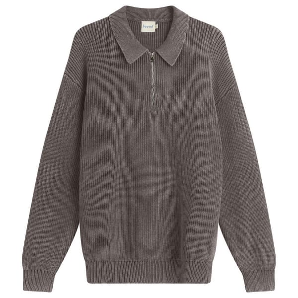 

Пуловер с эффектом кислотной стирки и половинной молнией Bound, коричневый