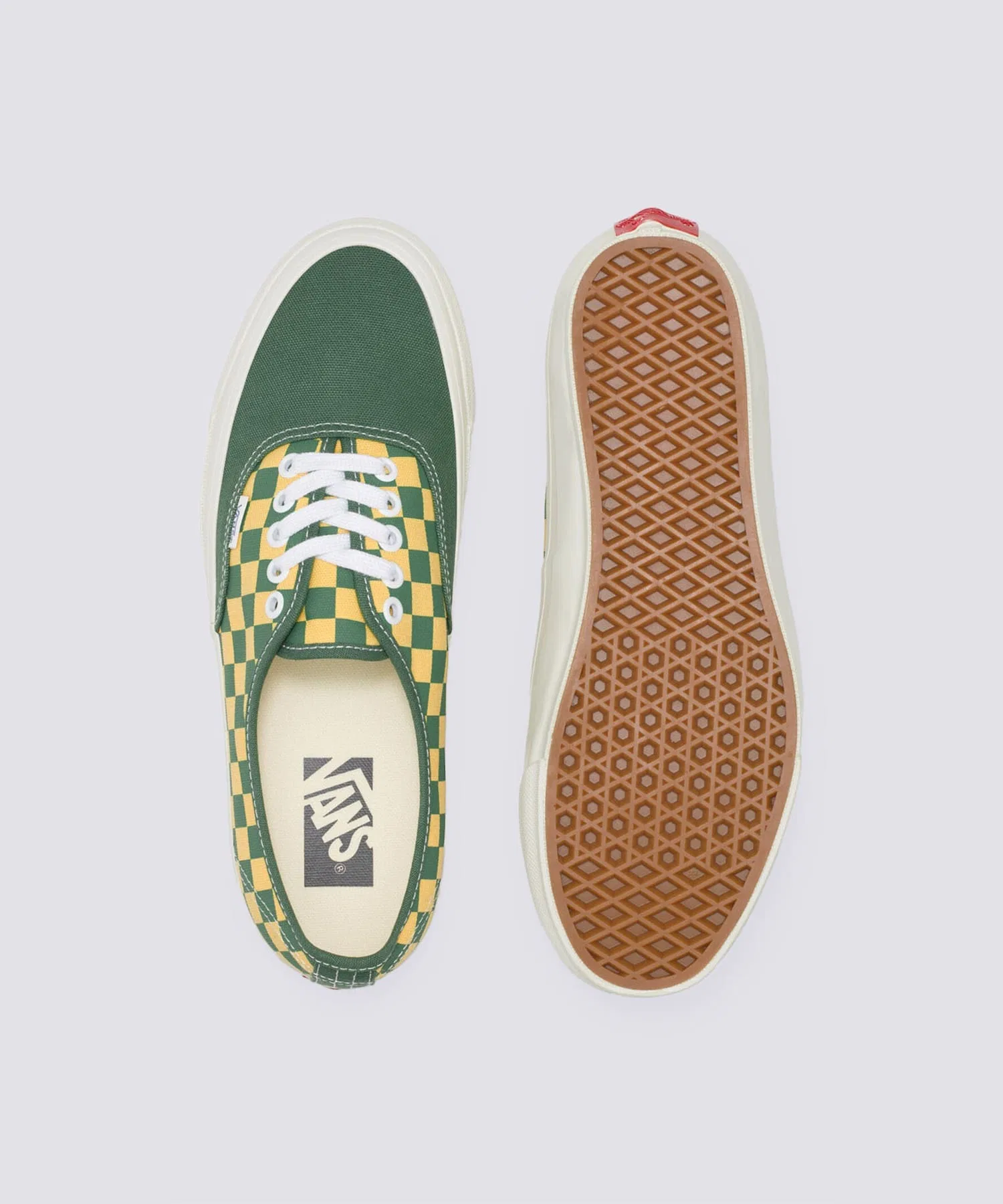 Унисекс кеды из канваса VANS Authentic 44 CHECKERBOARD зелёные — фото 2