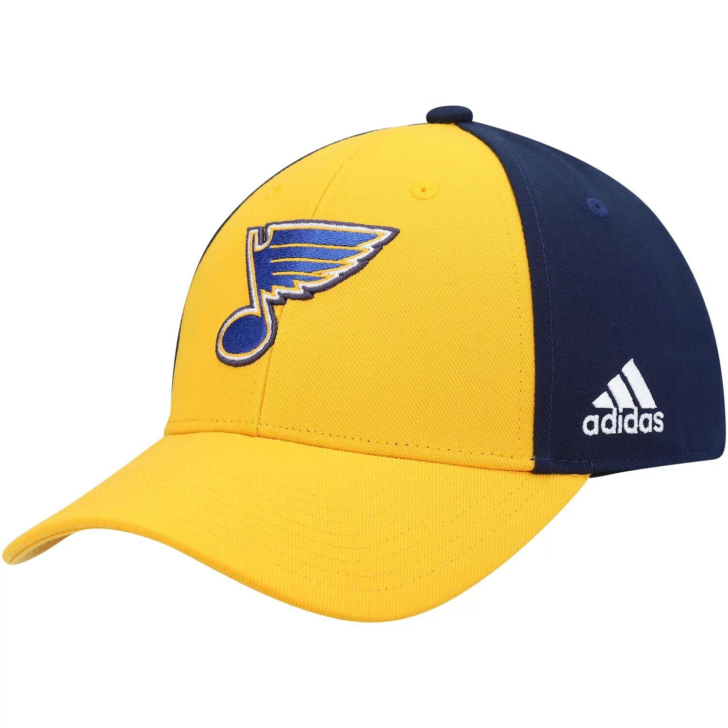 

Мужская регулируемая кепка adidas Gold/темно-синяя St. Louis Blues Team