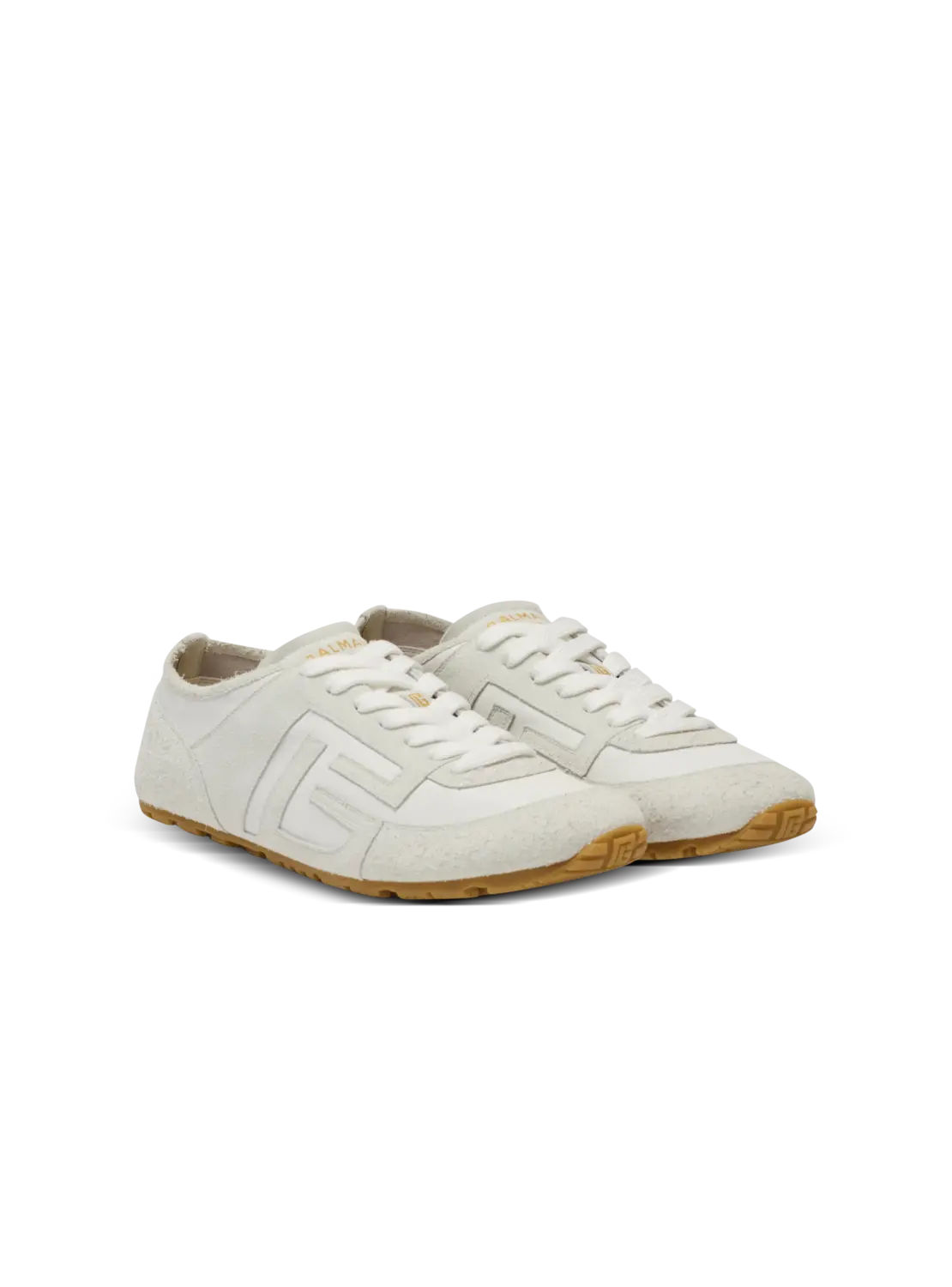 Кроссовки Racer 45 из овечьей кожи и замши Balmain, белый — фото 2