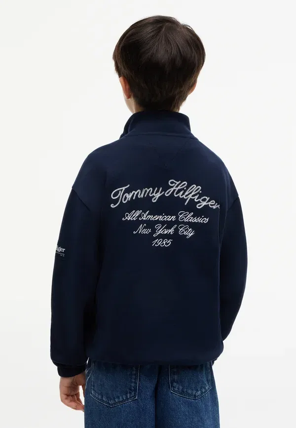 Свитшот на пуговицах с высоким воротом Tommy Hilfiger, тёмно-синий