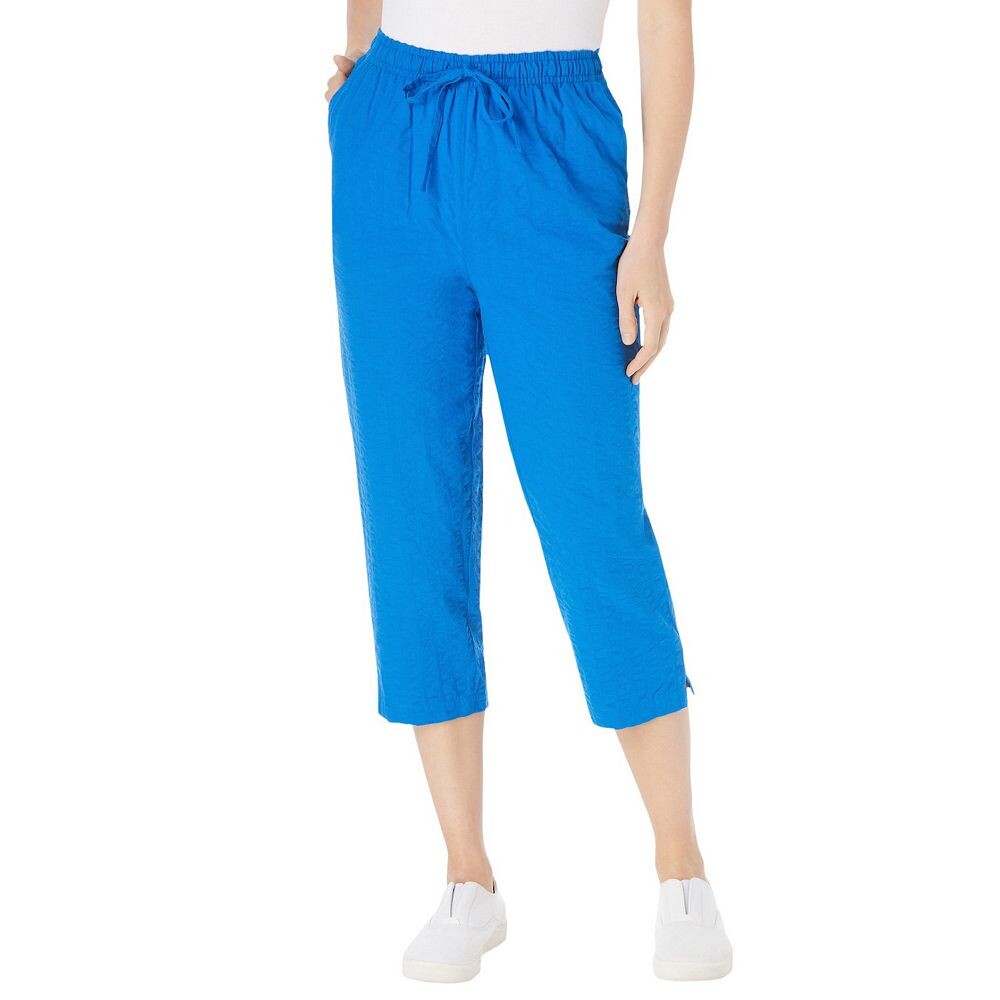 

Женщина в женских капри из жатого хлопка больших размеров Woman Within, цвет Bright Cobalt