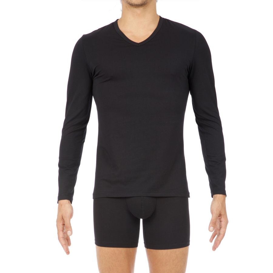 

Мужская рубашка с длинным рукавом и V-образным вырезом HOM USA, Black