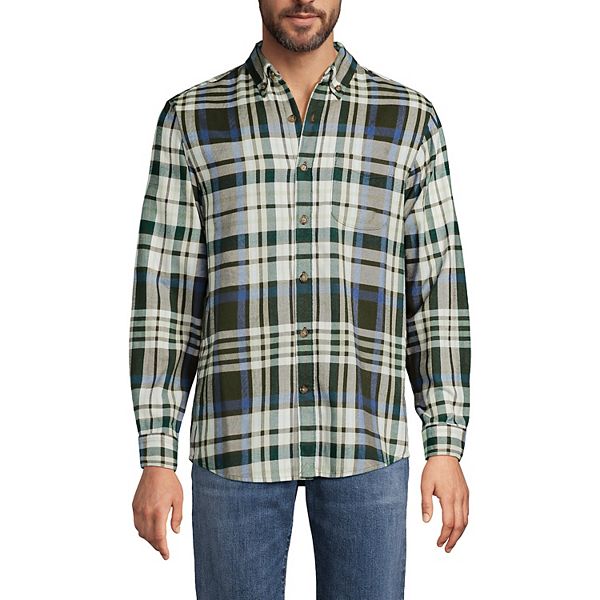 

Мужская фланелевая рубашка Lands' End, Ivory Moss Plaid
