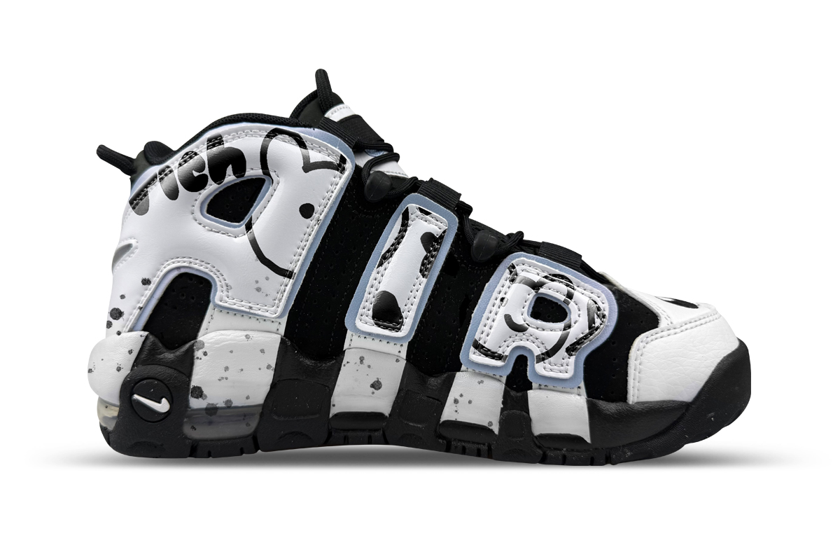 Nike Кроссовки баскетбольные Air More Uptempo Simple Black White Cushioning Mid top Black White Kids' — фото 3