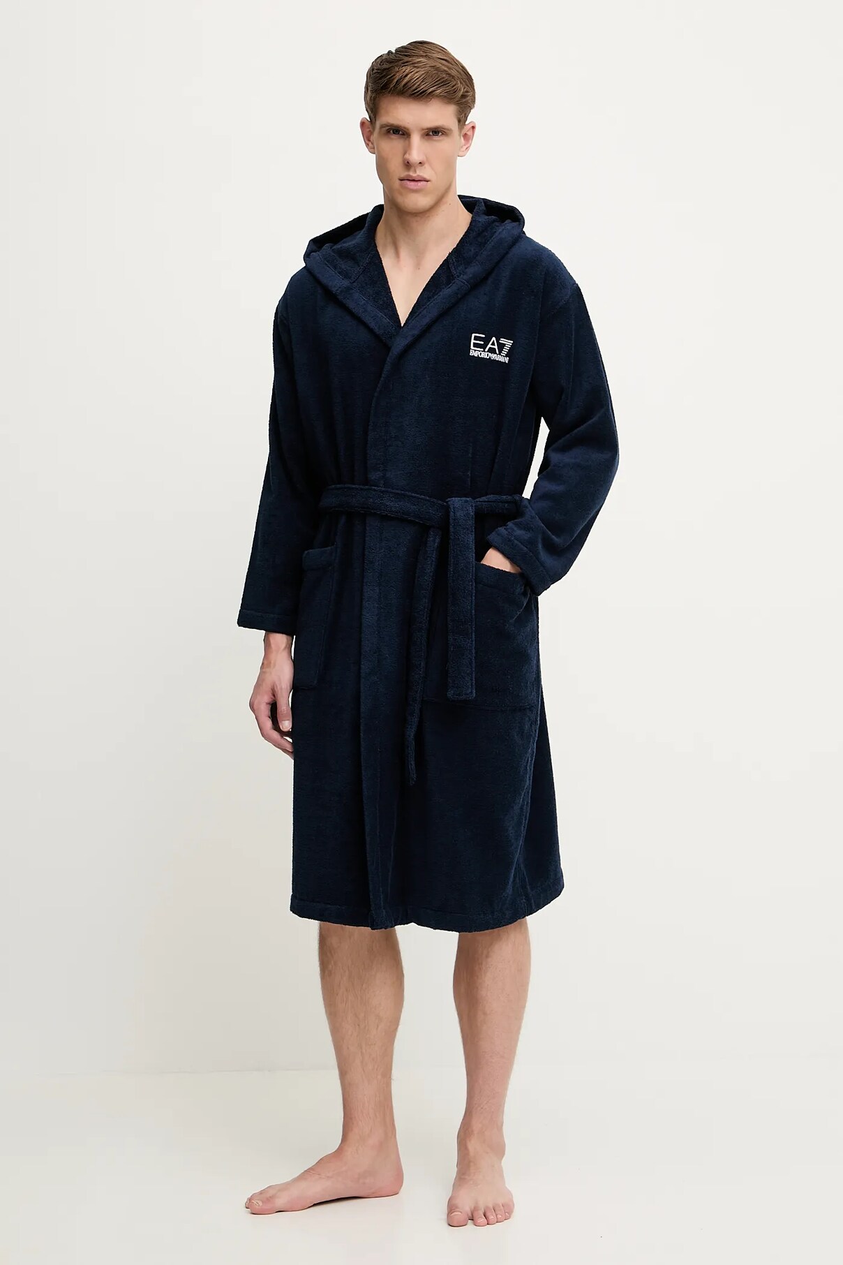 

Хлопковый халат Ea7 Emporio Armani, темно-синий