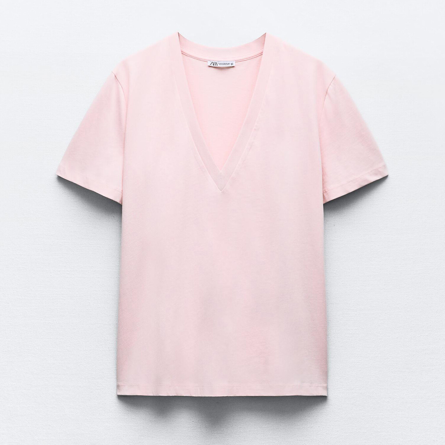 

Футболка Zara Cotton With Enzyme Finish, светло-розовый