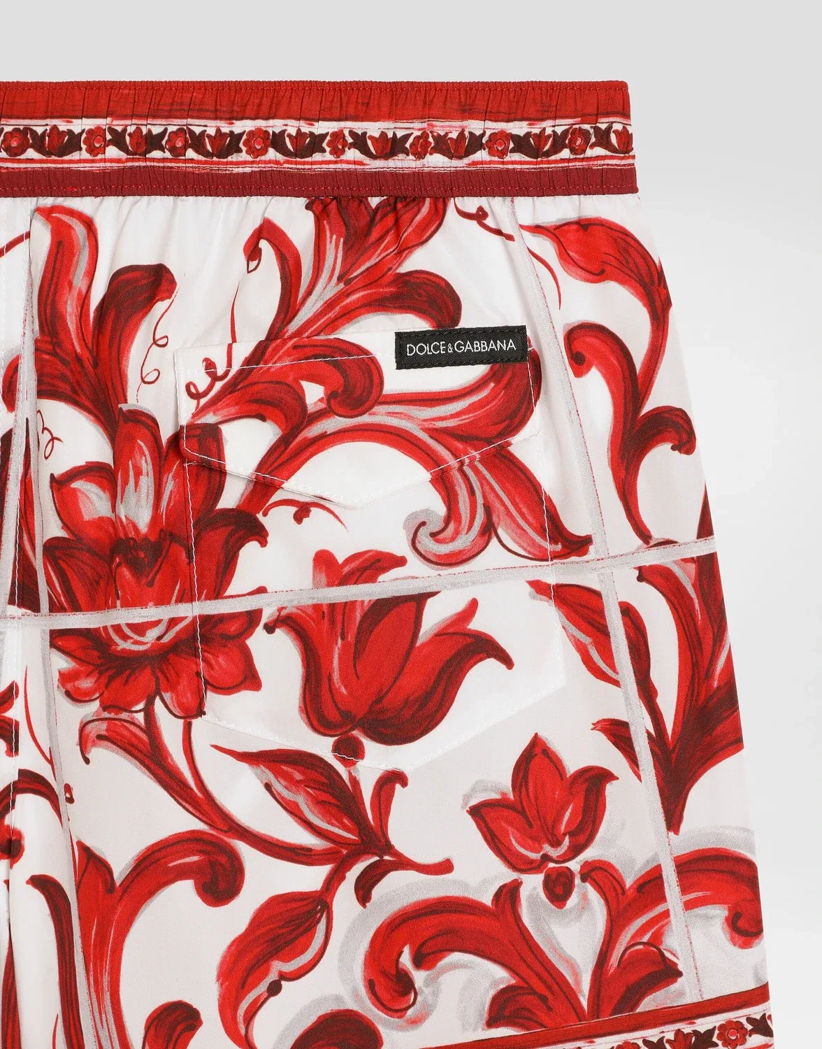 Нейлоновые шорты-боксеры с принтом майолики Dolce & Gabbana, бежевый — фото 4