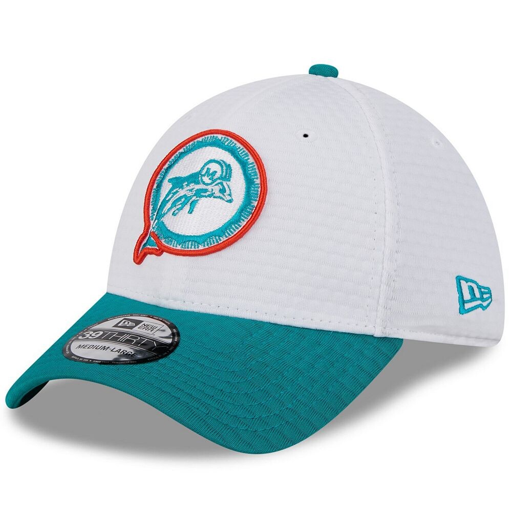 

Мужская кепка New Era White/Aqua Miami Dolphins 2024 NFL Training Camp 39THIRTY Flex Hat, цвет Dol White