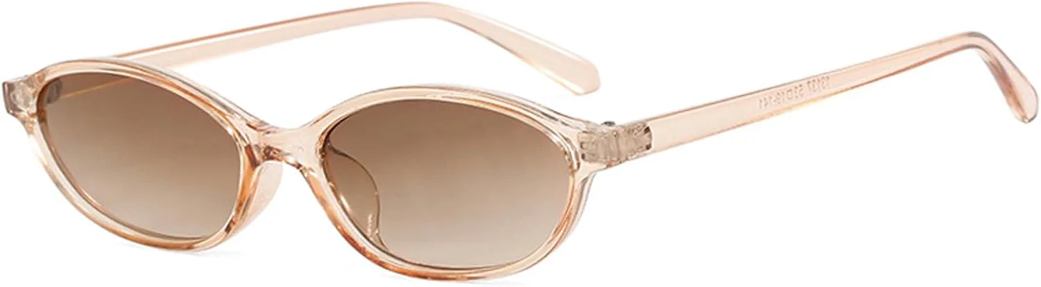 

Ретро овальные солнцезащитные очки для женщин в стиле Y2K, модные в 90-х, легкие, винтажные, узкие, «кошачий глаз», овальные солнцезащитные очки VOLZIOTUS, Champagne