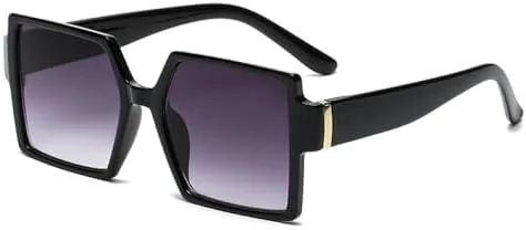 

Винтажные большие квадратные солнцезащитные очки для женщин в стиле ретро с крупной оправой, черные, модные очки с градиентным переходом цвета MTZJH, Black