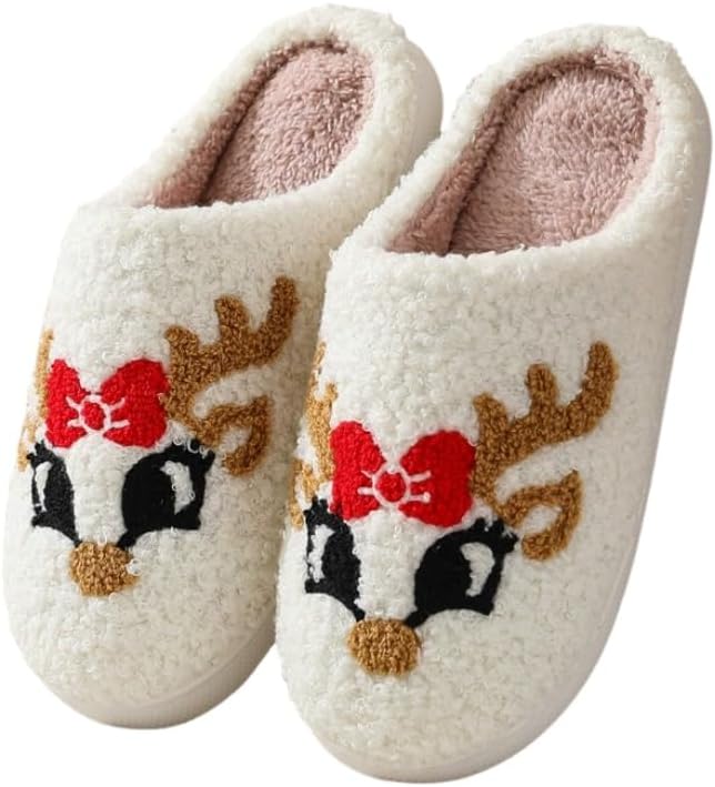 

Домашние тапочки ZSKunity с рождественским оленем, уютные плюшевые тапочки для пары с нескользящей подошвой, милый узор с оленем, теплые зимние тапочки для женщин и мужчин (разные размеры) Generic, Fox
