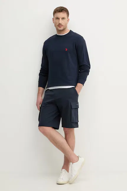 Худи мужское из мягкого трикотажа DHM LB CREW U.S. Polo Assn., синий — фото 2