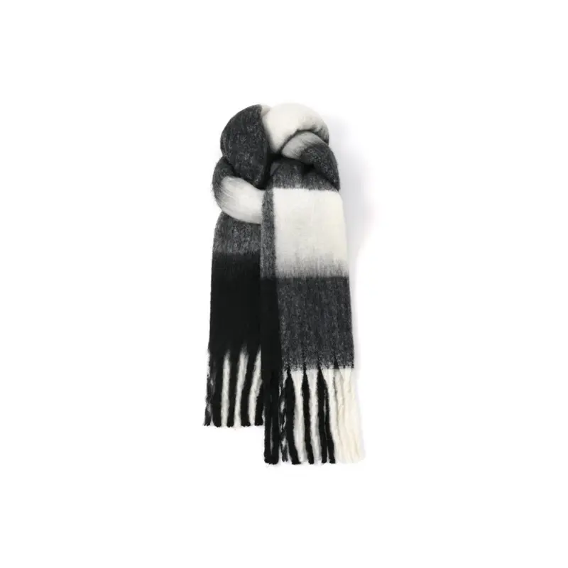 

FREE RABBITⅡ Вязаный шарф унисекс, Black Gray White