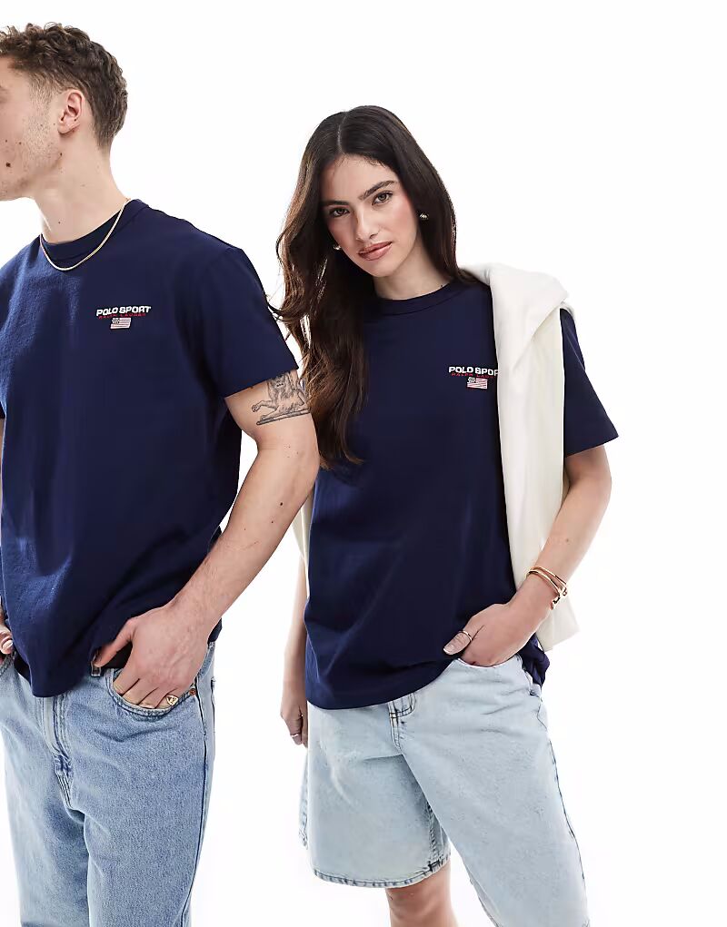 

Футболка Polo Ralph Lauren Sport Capsule унисекс с маленьким логотипом, темно-синего цвета
