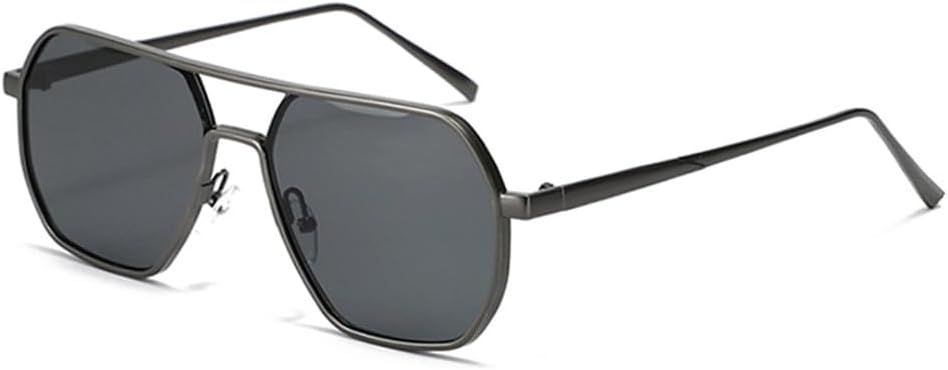 

Женские солнцезащитные очки с металлическими двойными перемычками и защитой от УФ-излучения UV400 для мужчин и для занятий спортом на открытом воздухе, бега и езды на велосипеде UYPTK, Gun Grey