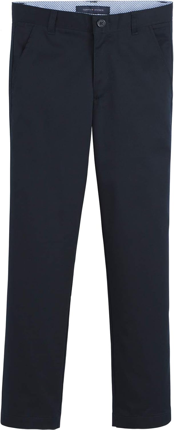 

Брюки Tommy Hilfiger для мальчиков Th Flex Stretch Performance, прямой крой, застежка на молнию и шлевки для ремня, боковые и задние карманы, Navy