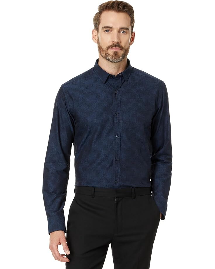 

Рубашка Johnston & Murphy Jacquard Airplane Shirt, темно-синий